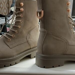 Limelight Taupe Lace-Up Combat Boots